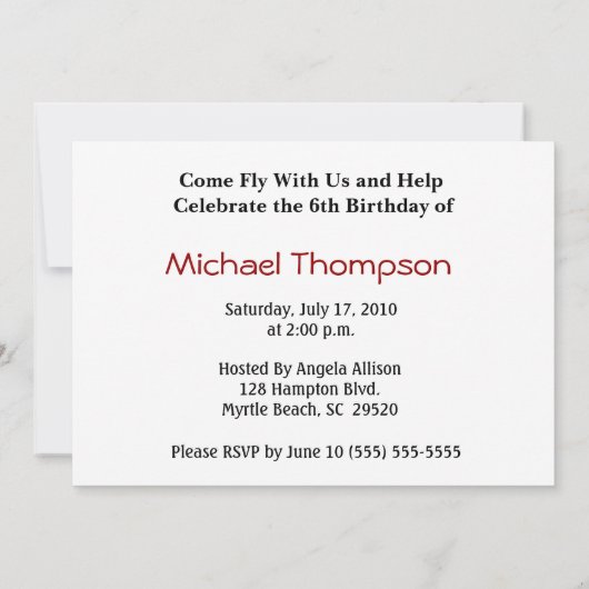 Einladung Personalisierter Kinder (Rückseite)