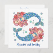 Einladung personalisierter Meerjungfrau-Kinder zum (Vorne/Hinten)