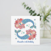 Einladung personalisierter Meerjungfrau-Kinder zum (Stehend Vorderseite)