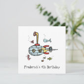 Einladung personalisierter U-Boot-Kinder zum Gebur (Stehend Vorderseite)