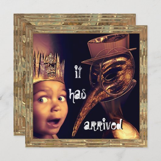 Einladung Pest-Doktor-Halloween-Party (Vorne/Hinten)