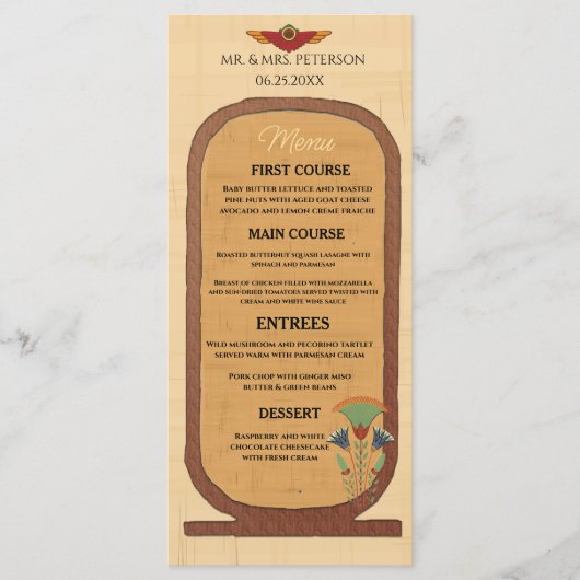 Einladung Pharaonisches Erbe auf Papyrus Hochzeit (Vorderseite)