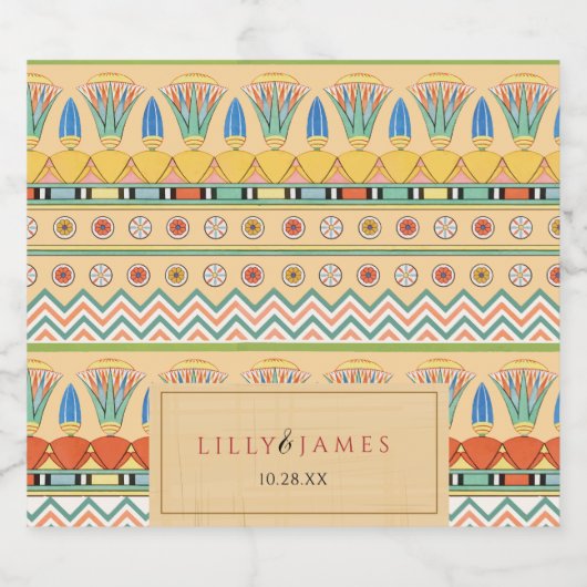 Einladung Pharaonisches Erbe auf Papyrus Hochzeit Alkoholflaschenetikett (Einzelnes Label)