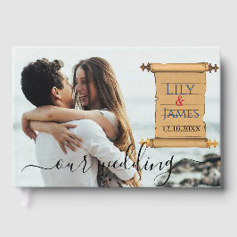 Einladung Pharaonisches Erbe auf Papyrus Hochzeit Gästebuch