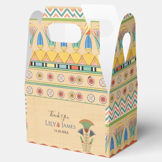 Einladung Pharaonisches Erbe auf Papyrus Hochzeit Geschenkschachtel (Geöffnet)