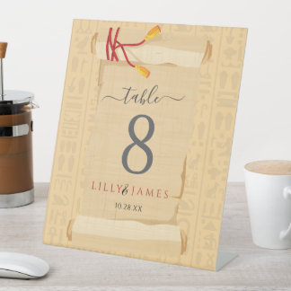 Einladung Pharaonisches Erbe auf Papyrus Hochzeit Sockelschild