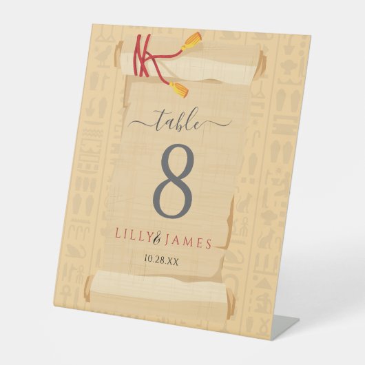 Einladung Pharaonisches Erbe auf Papyrus Hochzeit Sockelschild (Vorderseite)