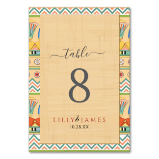 Einladung Pharaonisches Erbe auf Papyrus Hochzeit Tischnummer