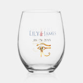 Einladung Pharaonisches Erbe auf Papyrus Hochzeit Weinglas Ohne Stiel (Vorderseite)