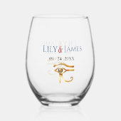 Einladung Pharaonisches Erbe auf Papyrus Hochzeit Weinglas Ohne Stiel (Rückseite)