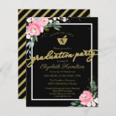 Einladung Pharmacy Grad Party Floral Black (Vorne/Hinten)