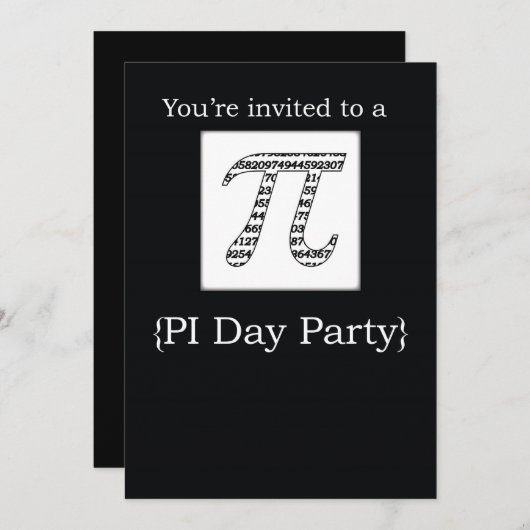Einladung Pi Day Party Black (Vorne/Hinten)