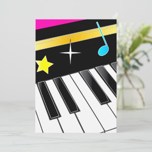 Einladung: Piano-Erwägung mit Klaviertasten Einladung (Stehend Vorderseite)