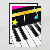 Einladung: Piano-Erwägung mit Klaviertasten Einladung (Vorne/Hinten)