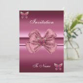 Einladung Pink Butterfly Bow (Stehend Vorderseite)