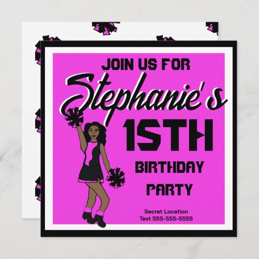 Einladung Pink Cheer #1 (Vorne/Hinten)