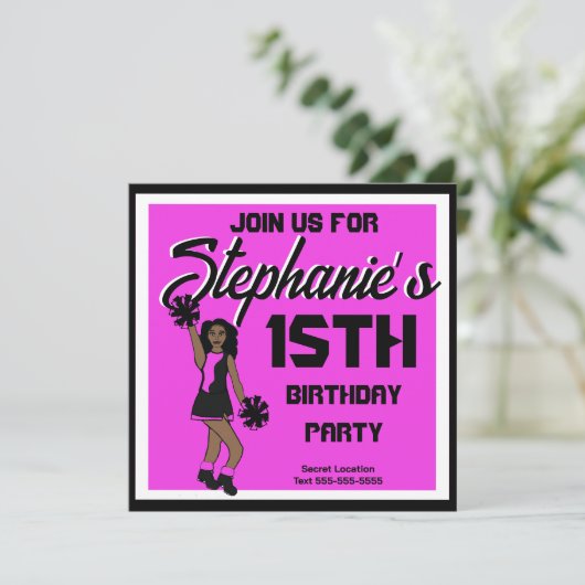 Einladung Pink Cheer #1 (Stehend Vorderseite)