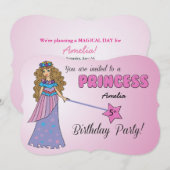 Einladung Pink Princess w/Funkelnd Wand (Vorne/Hinten)