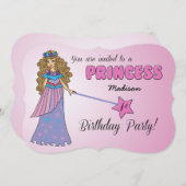 Einladung Pink Princess zum 1. Geburtstag (Vorne/Hinten)