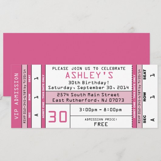 Einladung Pink zum Konzert (Vorne/Hinten)