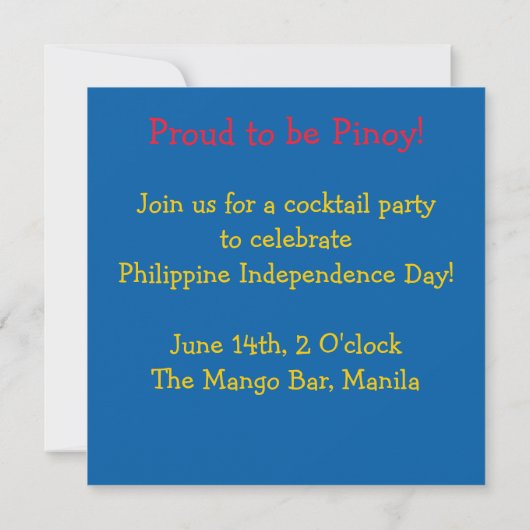 Einladung Pinoy Philippine Independence Day (Rückseite)