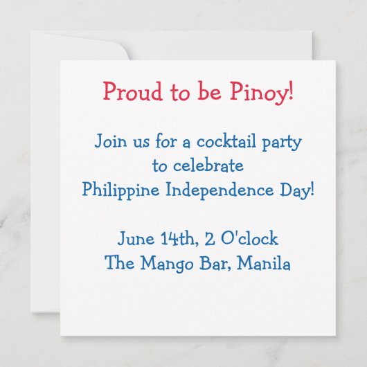 Einladung Pinoy Philippine Independence Day (Rückseite)