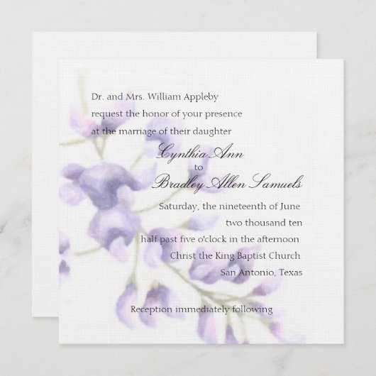 Einladung Platz Lila Wisteria (Vorne/Hinten)