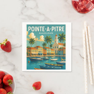 Einladung Pointe-à-Pitre – Vintage-Karte Guadeloup Serviette