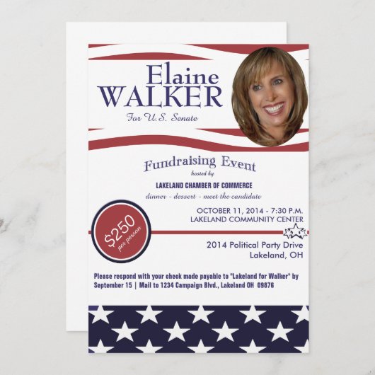 Einladung politischer Fundraiser zu Foto (Vorne/Hinten)