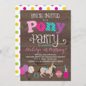 Einladung Pony Birthday Party (Vorne/Hinten)