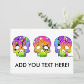 Einladung - POP ART SKULLS (Stehend Vorderseite)