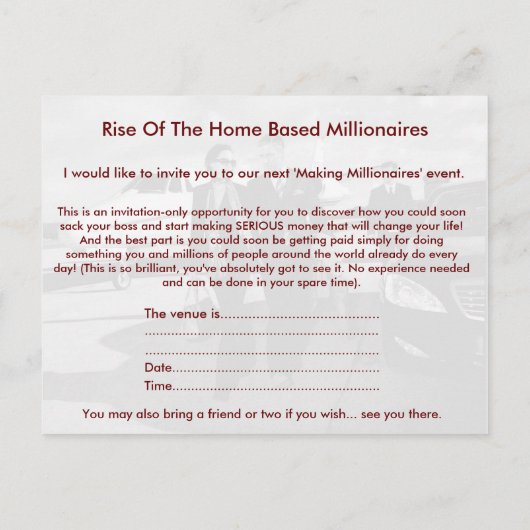 Einladung Postkarte (Rückseite)