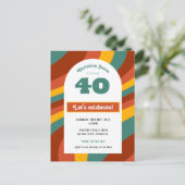 Einladung Postkarte, 40. Geburtstag - Retro dunkel Postkarte (Stehend Vorderseite)