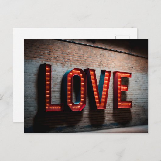 Einladung Postkarte der Neon LIEBE Zeichen (Vorne/Hinten)