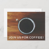 Einladung Postkarte - Kommen Sie zu uns für Kaffee (Vorne/Hinten)