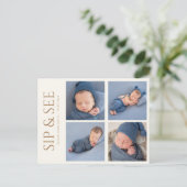 Einladung Postkarte mit vier Fotos (Stehend Vorderseite)