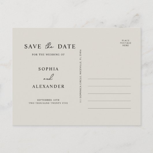 Einladung Postkarte Save the Date. (Rückseite)