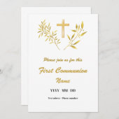 Einladung Premier Communion - Flusskreuz or (Vorne/Hinten)