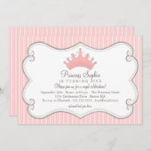 Einladung Prinzessin-Birthday Party Pink Crown (Vorne/Hinten)