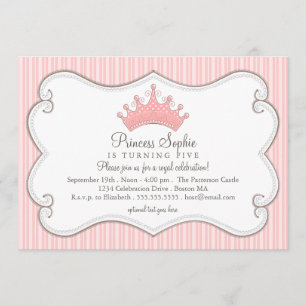 Einladung Prinzessin-Birthday Party Pink Crown
