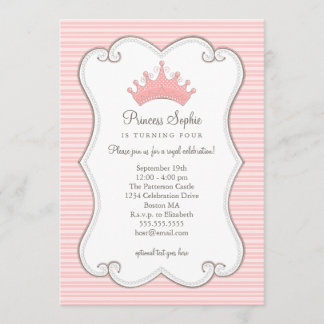 Einladung Prinzessin-Birthday Party Pink Crown