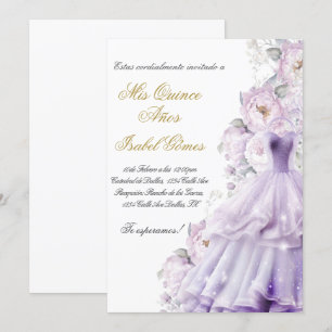 Einladung Quinceanera Spanisch con vestido