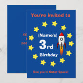 Einladung - Raketenschiff Custom Birthday - Name h (Vorne/Hinten)