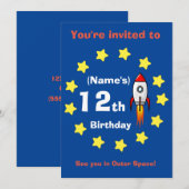 Einladung - Raketenschiff Custom Birthday - Name h (Vorne/Hinten)