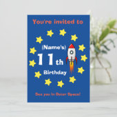 Einladung - Raketenschiff Custom Birthday - Name h (Stehend Vorderseite)