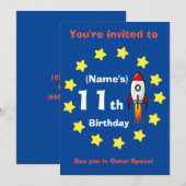 Einladung - Raketenschiff Custom Birthday - Name h (Vorne/Hinten)