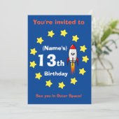 Einladung - Raketenschiff Custom Birthday - Name h (Stehend Vorderseite)