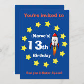Einladung - Raketenschiff Custom Birthday - Name h (Vorne/Hinten)