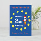 Einladung - Raketenschiff Custom Birthday - Name h (Stehend Vorderseite)