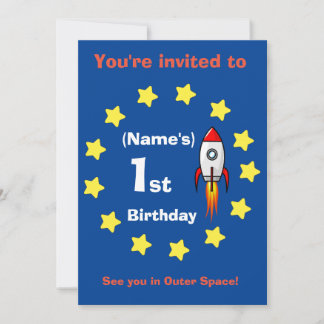 Einladung - Raketenschiff Custom Birthday - Name h
